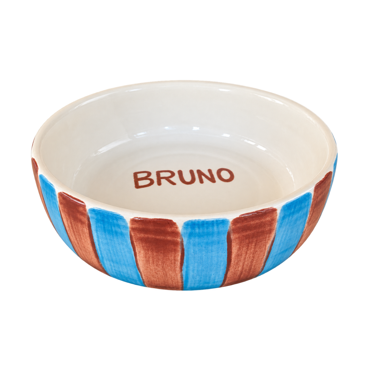 Light Blue & Brown Stripes Pet Bowl