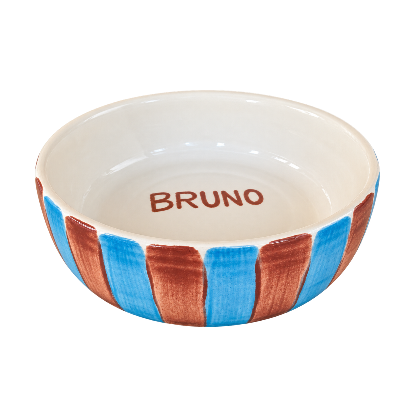Light Blue & Brown Stripes Pet Bowl