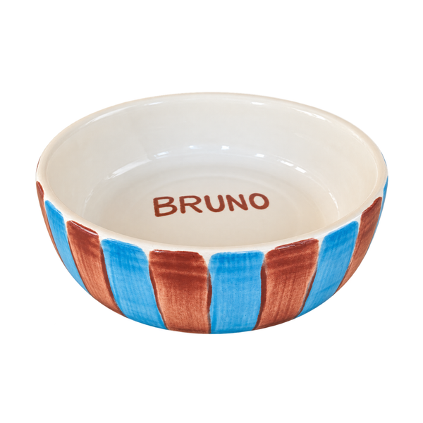 Light Blue & Brown Stripes Pet Bowl