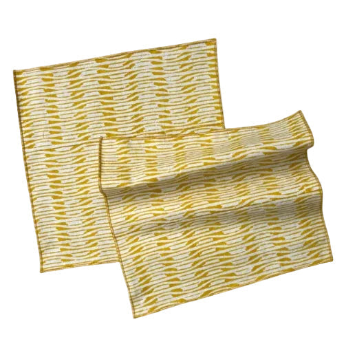 Yellow Handblock Sunny Swatches Handkerchief | Block Print