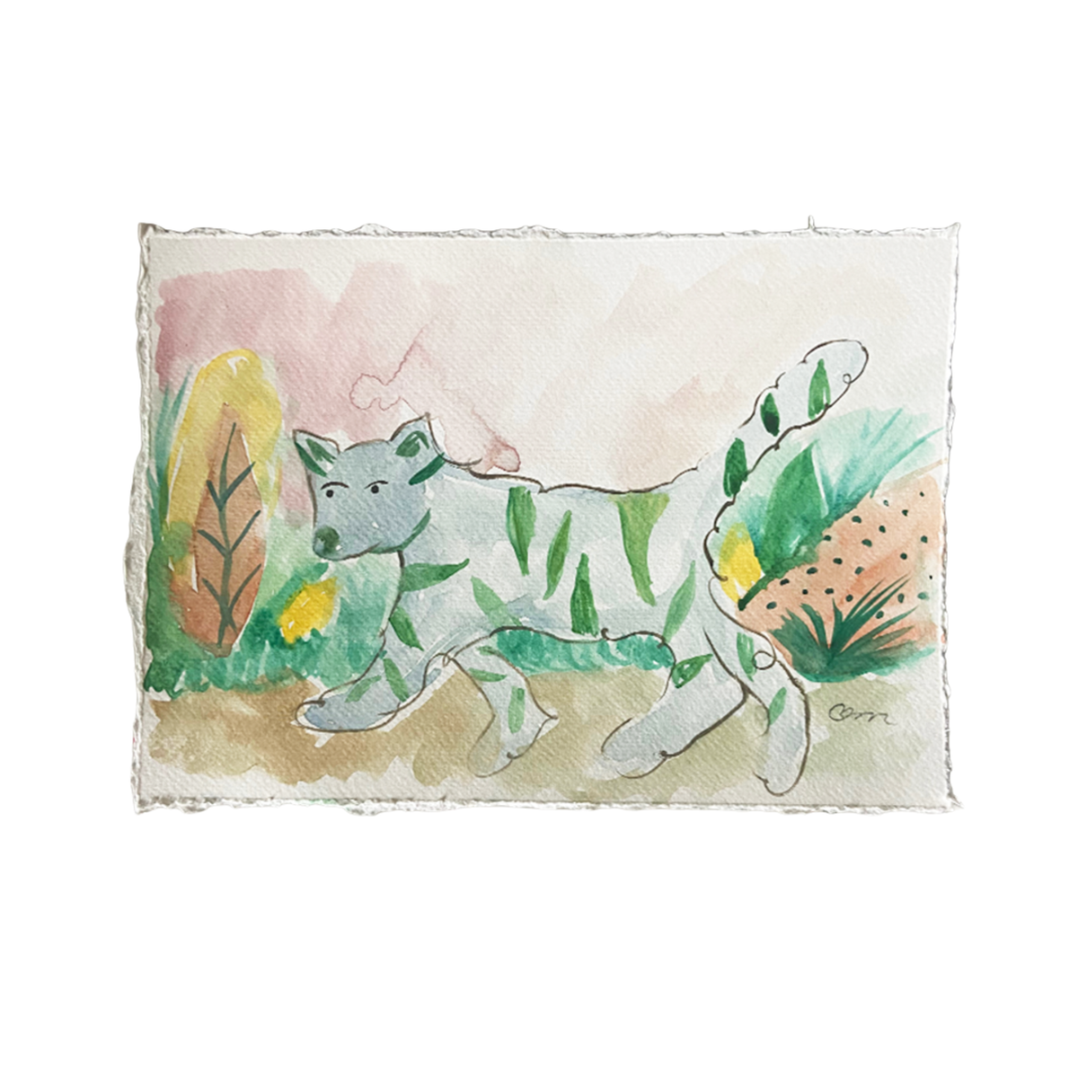 Tiger In Blue & Green Artwork