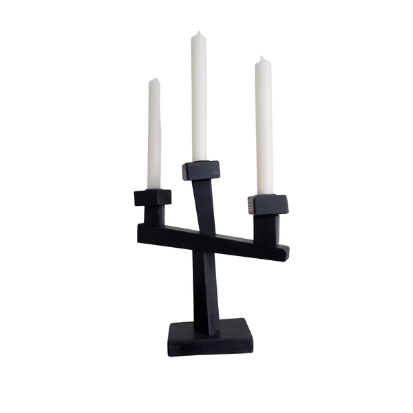 Cubist Candelabra, Ebonized Oak