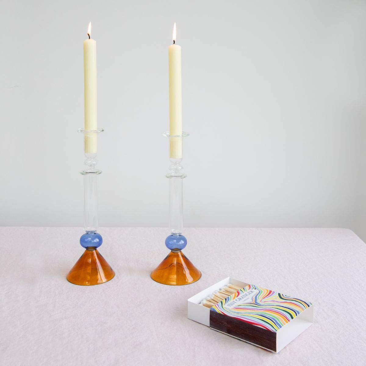 Martini Glass Candlestick - Amber