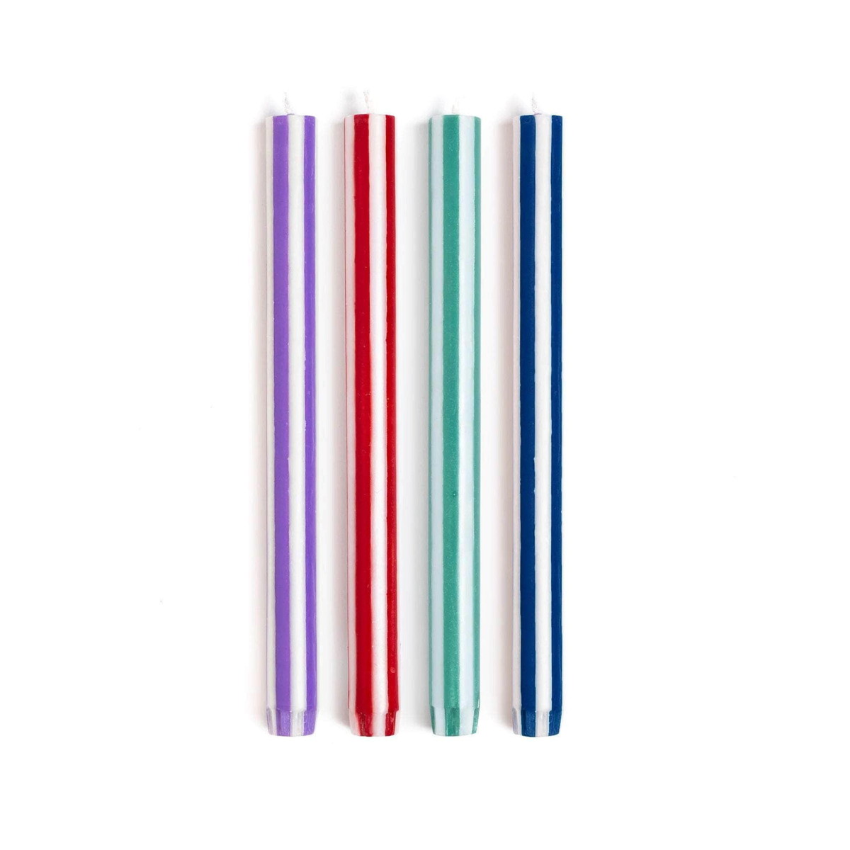 Stripe Dinner Candles - Mixed Set: White Strong 1