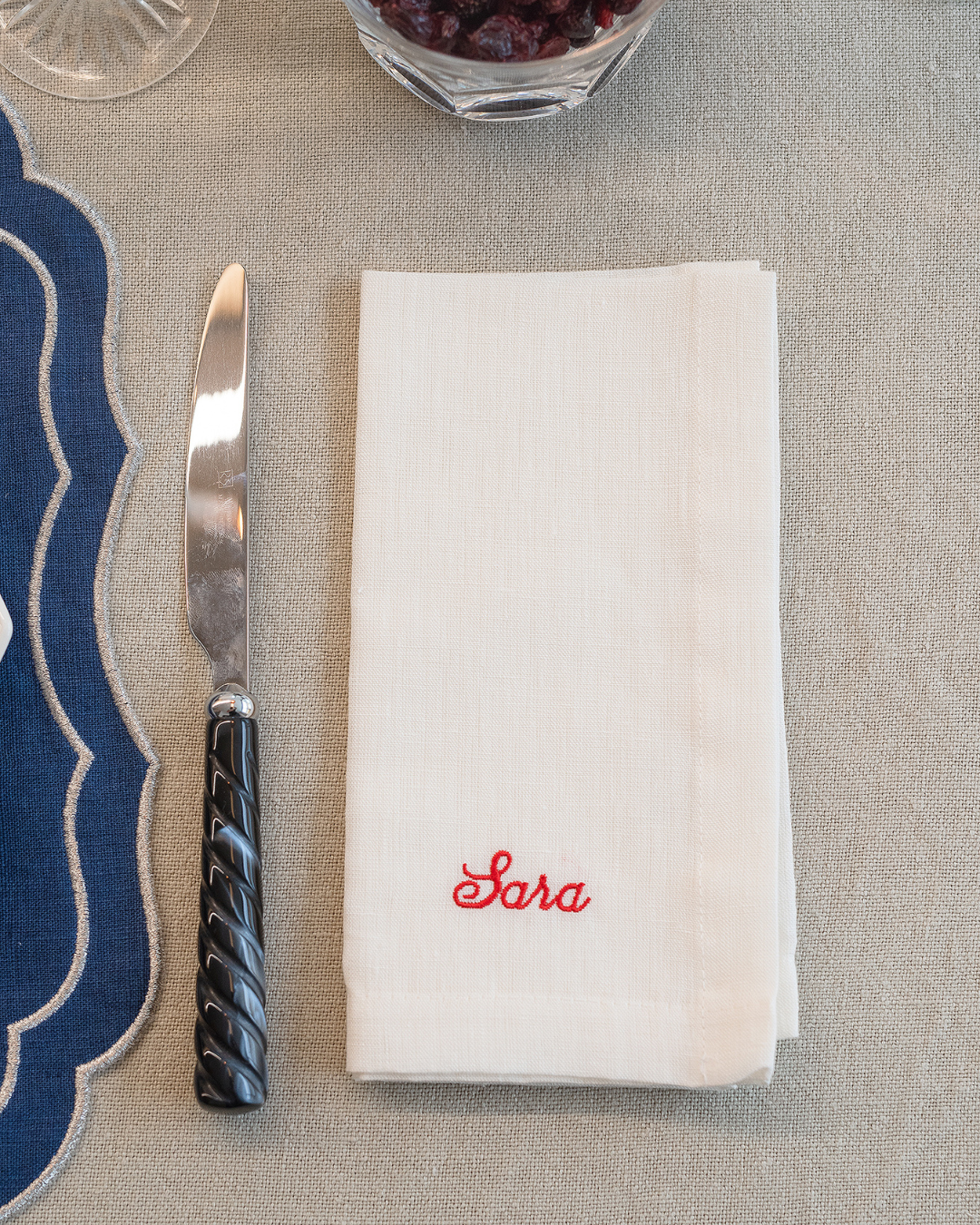 Personalised Hemmed Linen Napkin