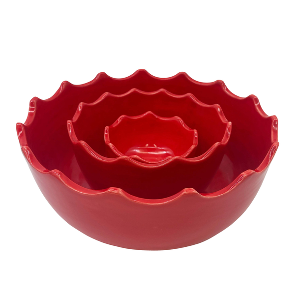 Set of 3 Scalloped Edge Bowls