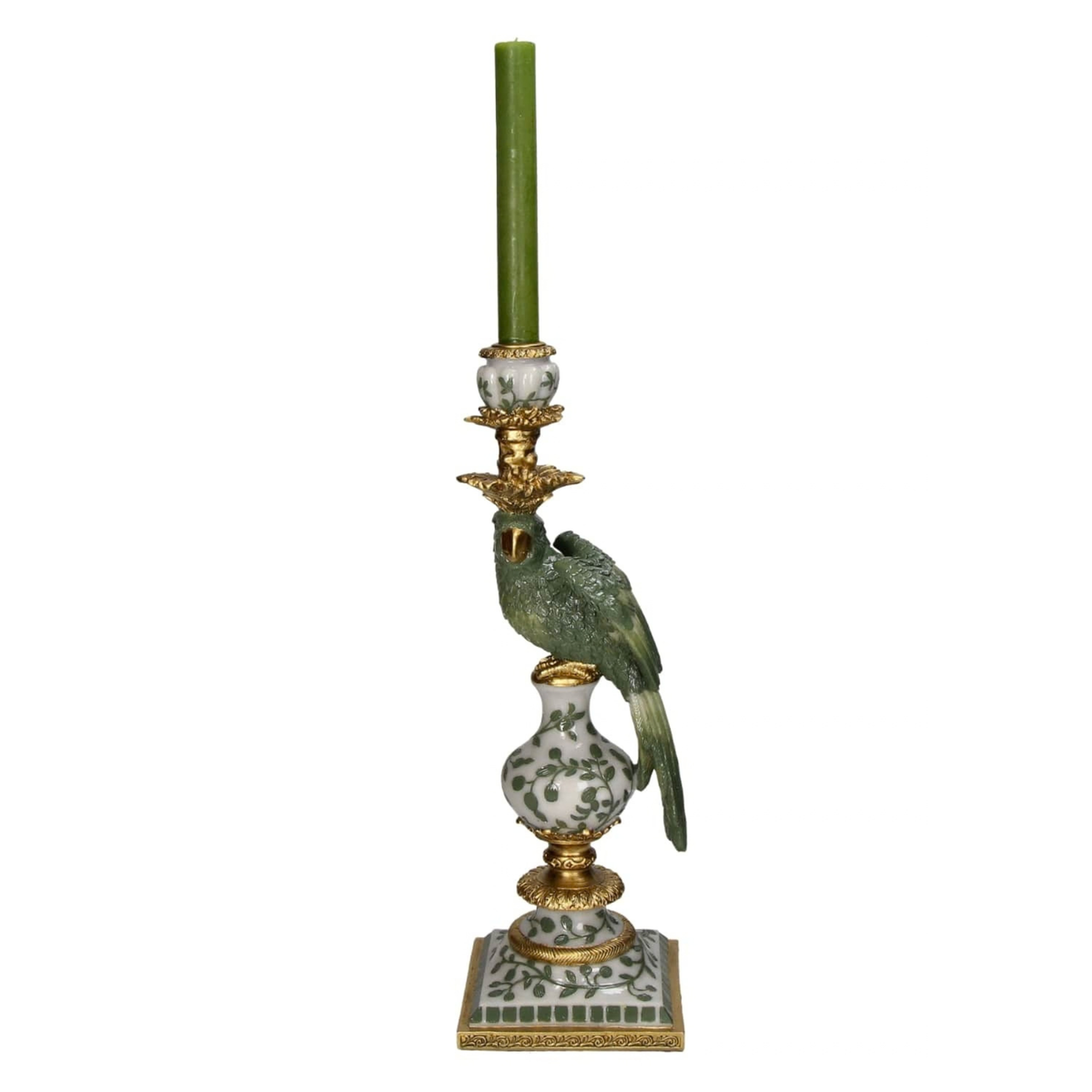 Regal Green Parrot Large Candlestick 39cm