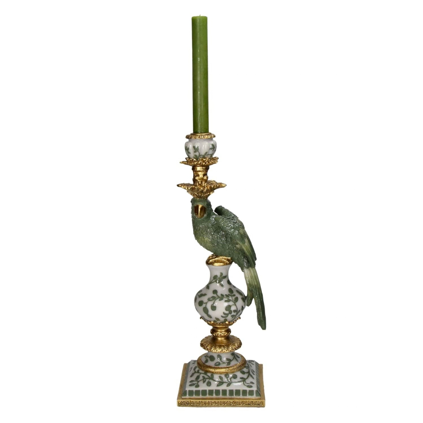 Regal Green Parrot Large Candlestick 39cm