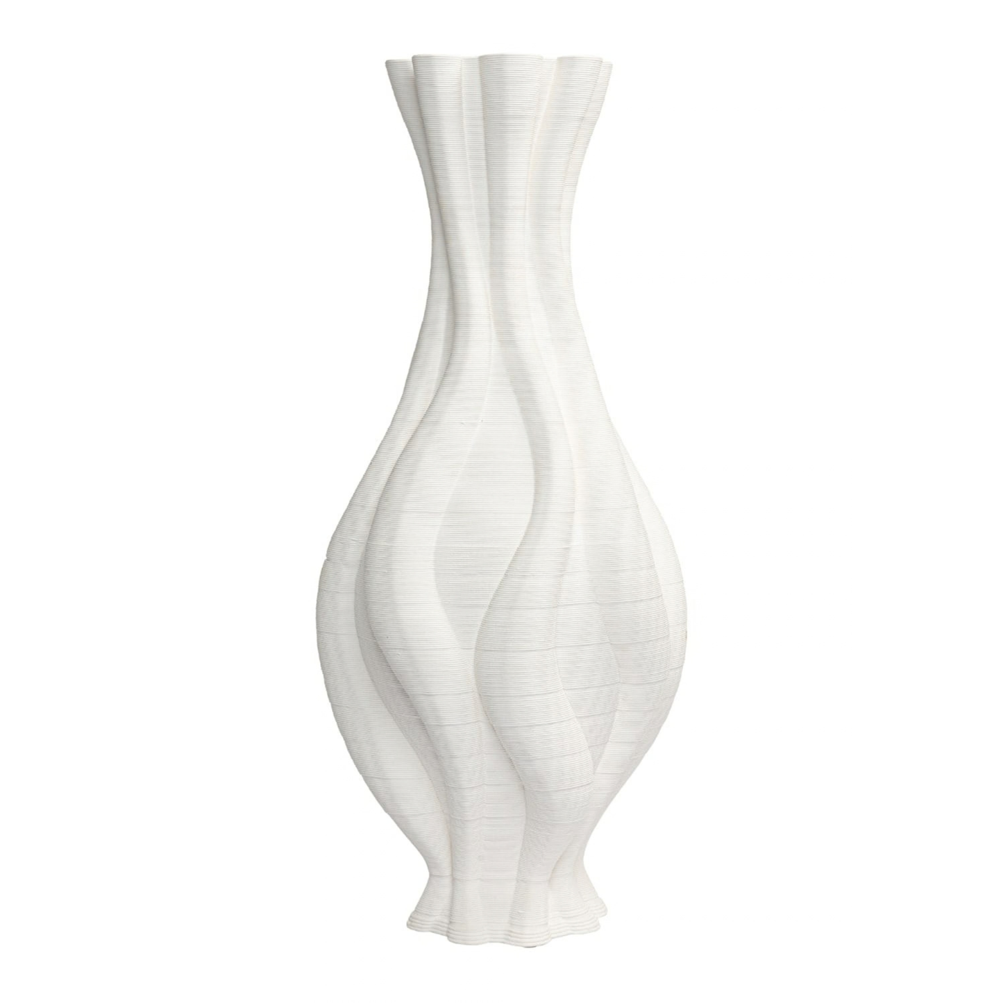 Emilie Tall White Twisted Ceramic Vase