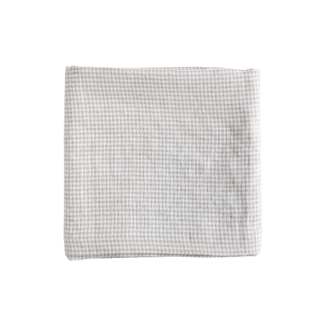Beige Linen Gingham Tablecloth