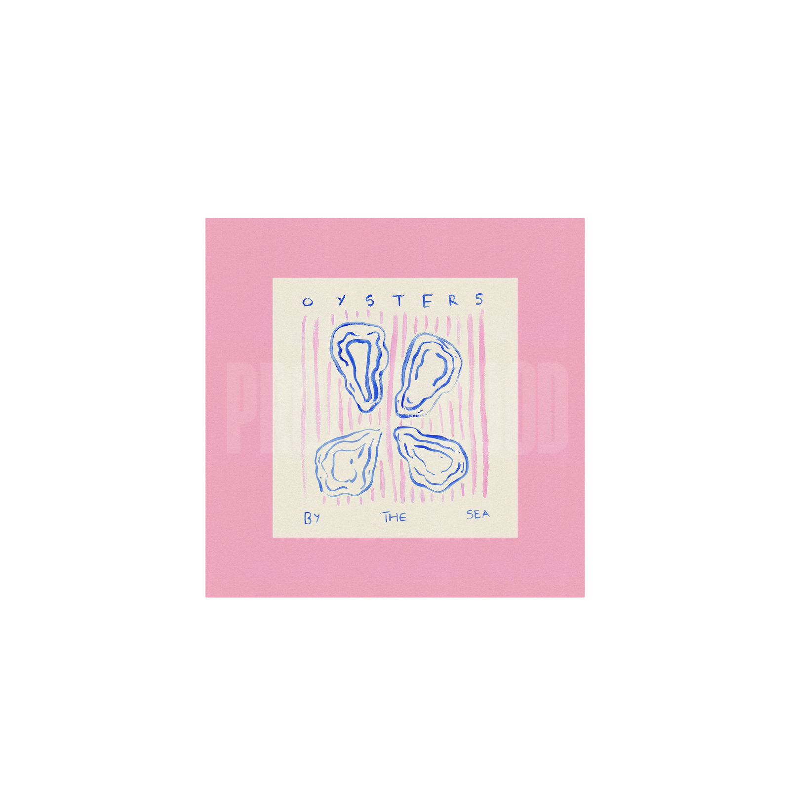 Oysters By The Sea Square Hand Painted Print