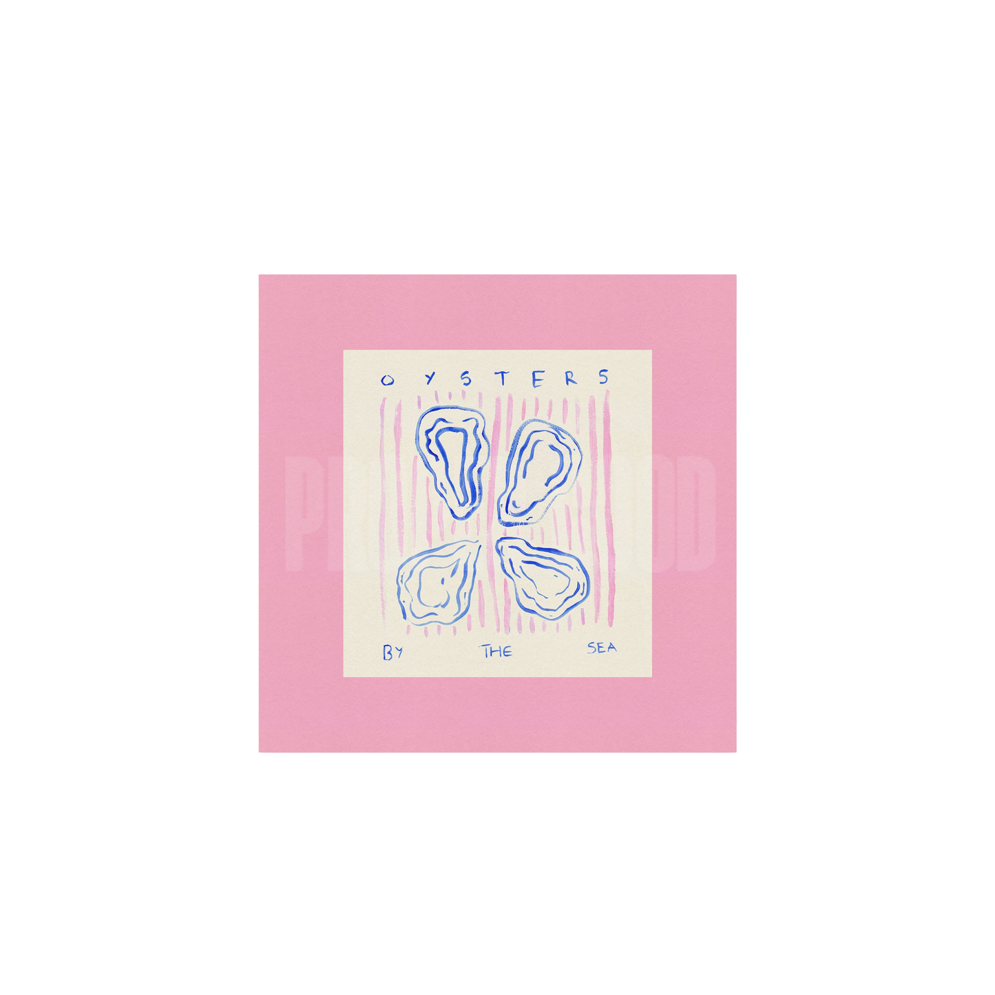 Oysters By The Sea Square Hand Painted Print