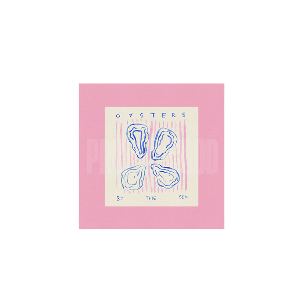 Oysters By The Sea Square Hand Painted Print