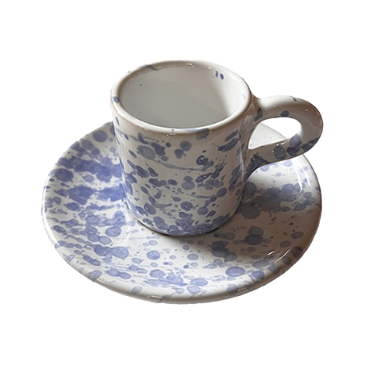 Coffee Cup And Saucer Dots Sky Blue