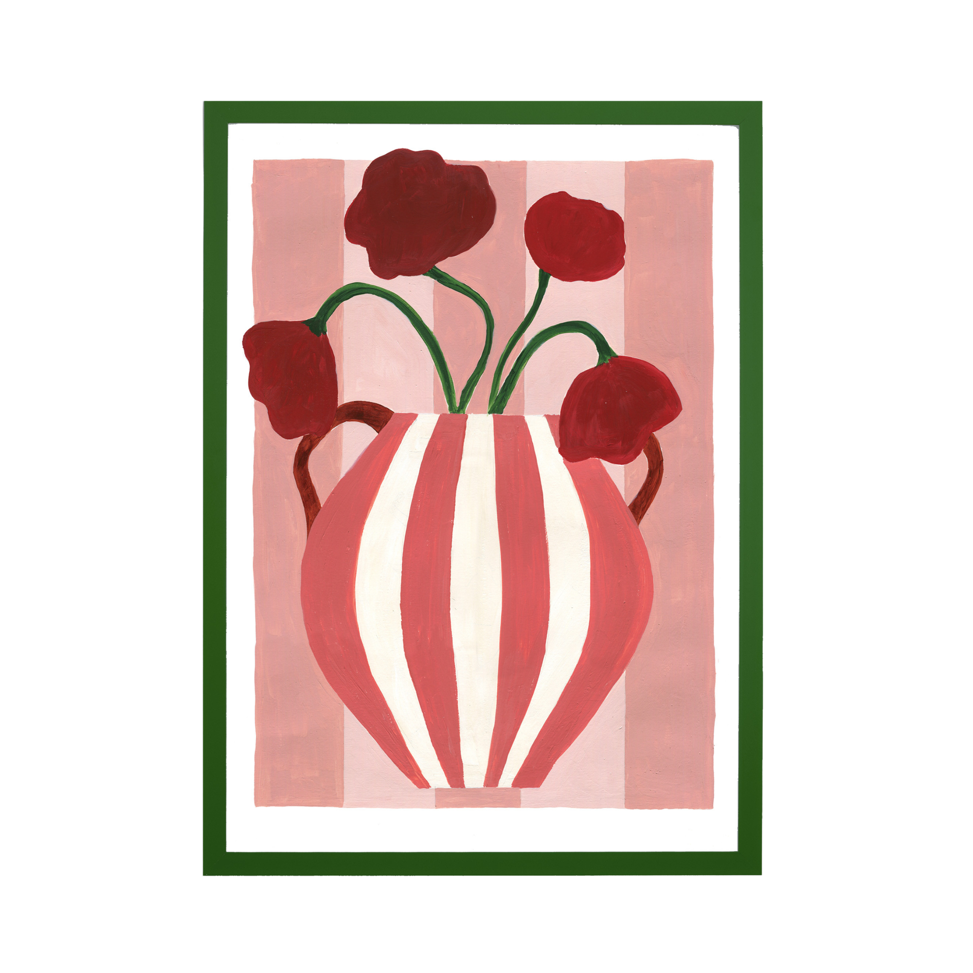 Blushing Blooms, Floral Stripe Art Print