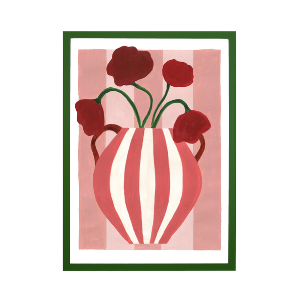 Blushing Blooms, Floral Stripe Art Print