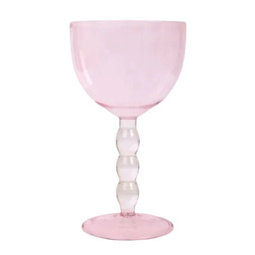 Pink Bubble Stem Cocktail Glass | Handcrafted Glass (Set of 2)