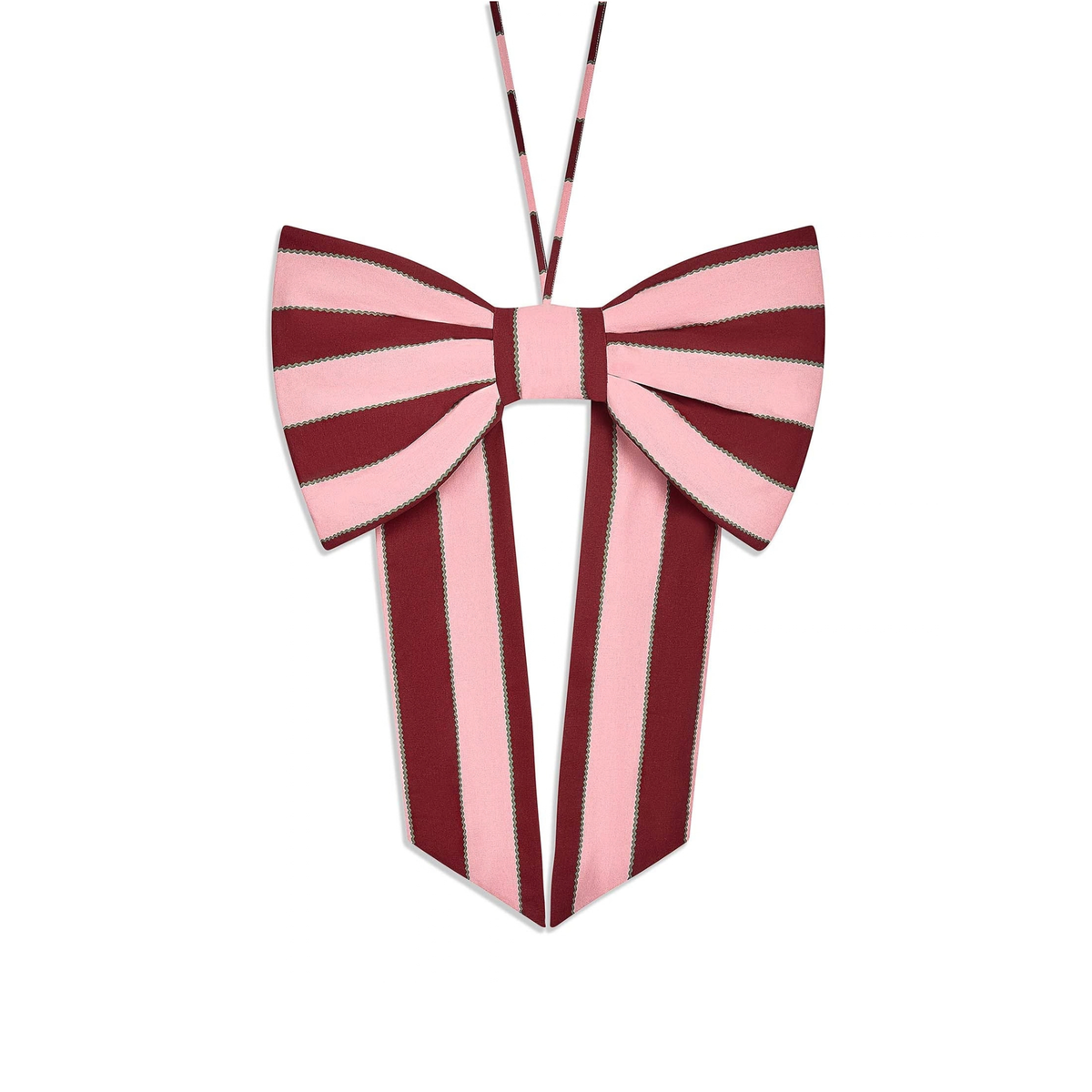 Christmas Hanging Bow - Bold Stripe Burgundy