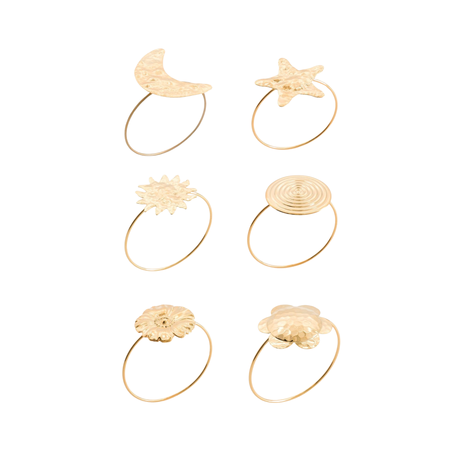 Gold Jewelled Napkin Rings (Set of 6)