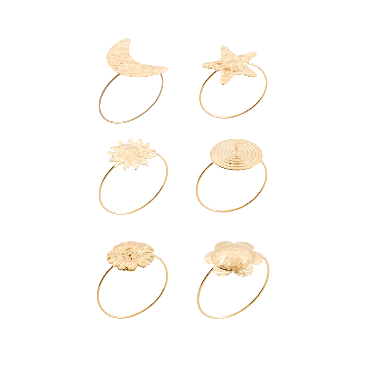 Gold Jewelled Napkin Rings (Set of 6)