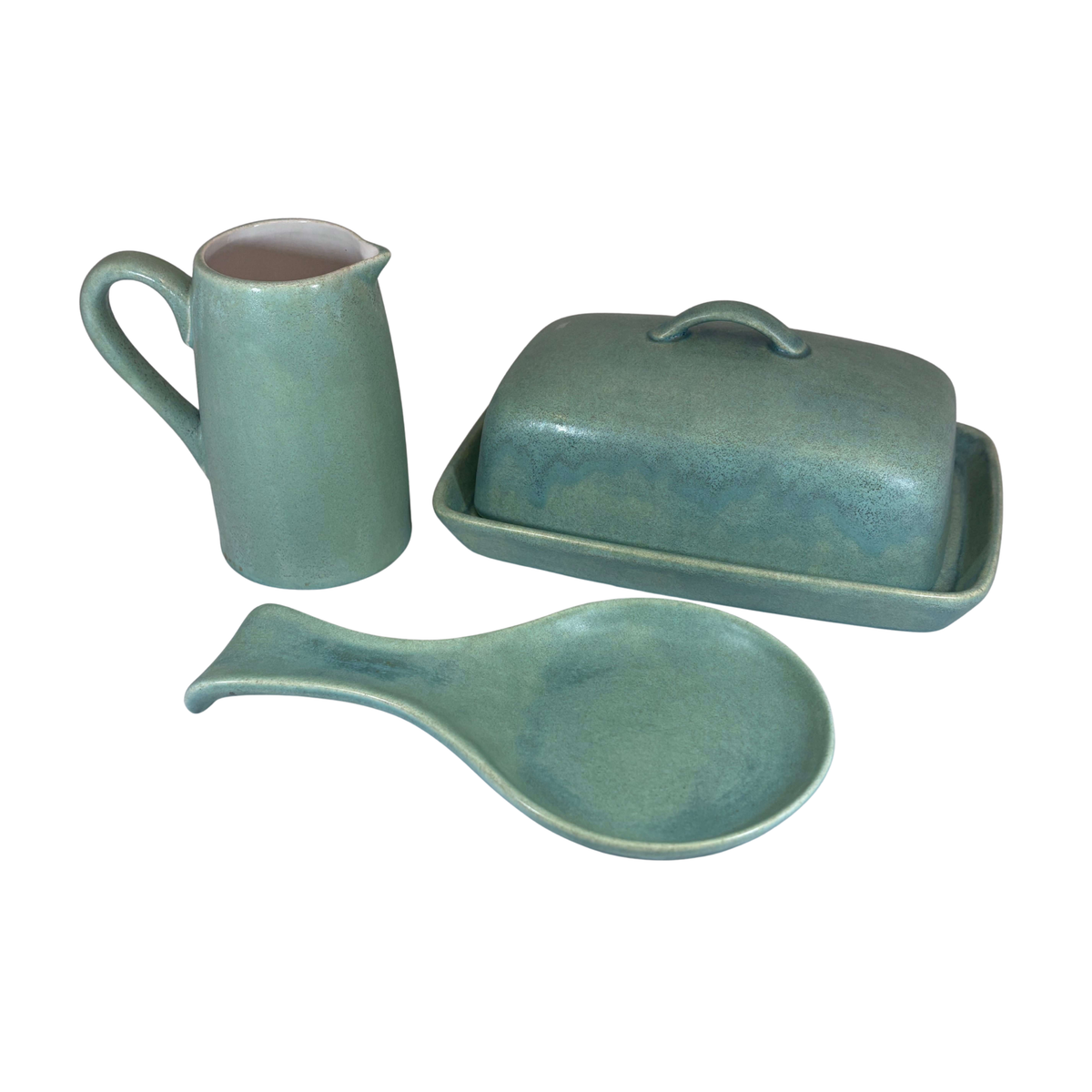 Cornish Copper Stoneware Butter Dish set