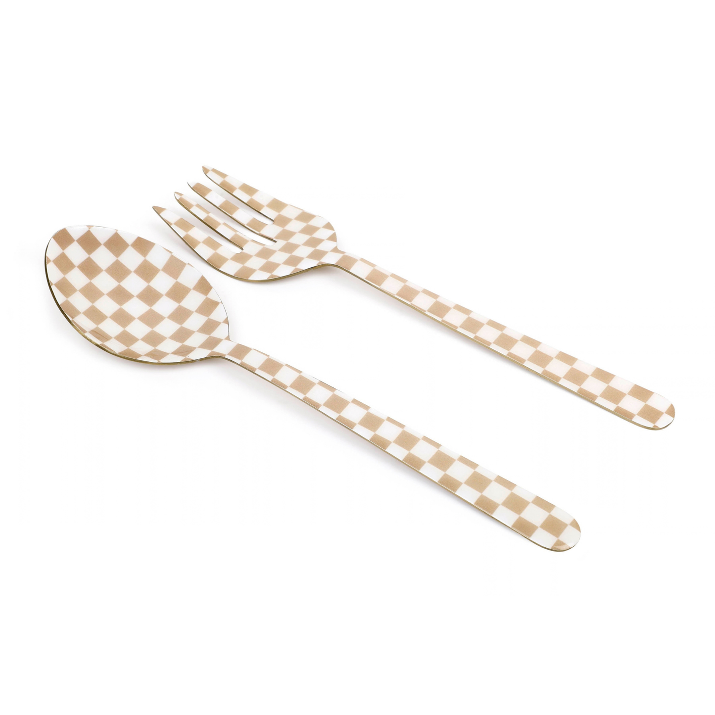Peach Enamel Serving Spoons | Lacquered Metal | 11 x 2.5 in
