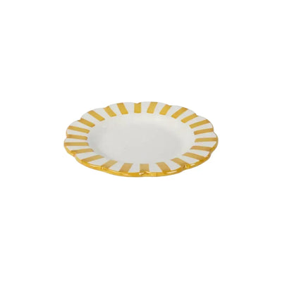 Ceramic Stripe Salad Plate, Yellow 8.25x8.25x1.25 Inches - Casa Amarosa