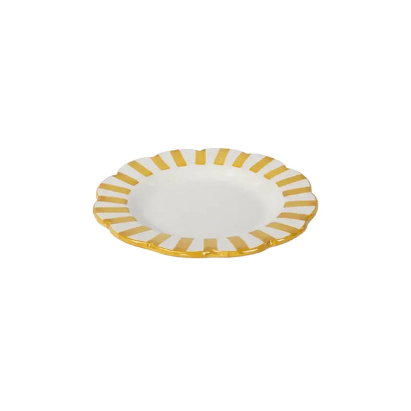 Ceramic Stripe Salad Plate, Yellow 8.25x8.25x1.25 Inches - Casa Amarosa