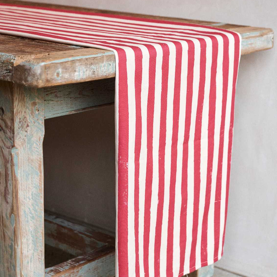 Christmas Red Stripe Table Runner