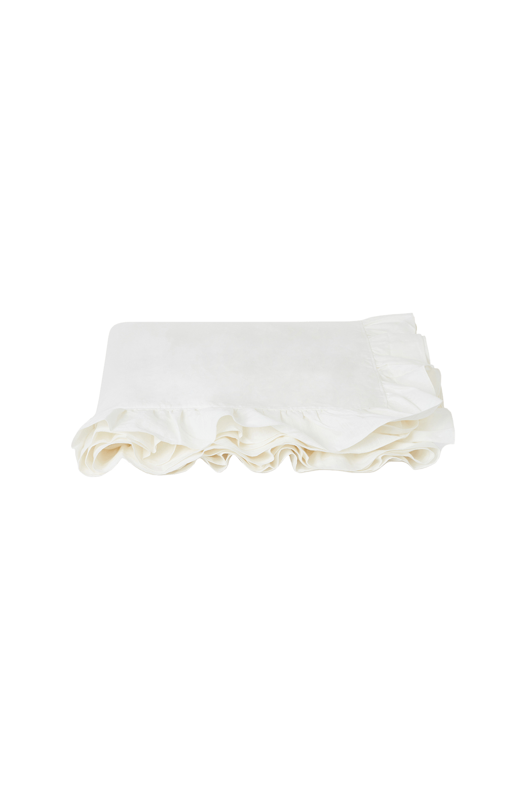 The Ruffled Casita Linen Flat Sheet in white