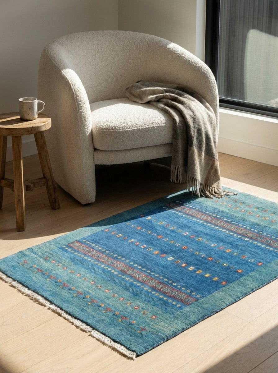 Gabbeh Sonnat · Handgeknüpft – Bunt, 151x107 cm, 100% Schurwolle | Detailansicht