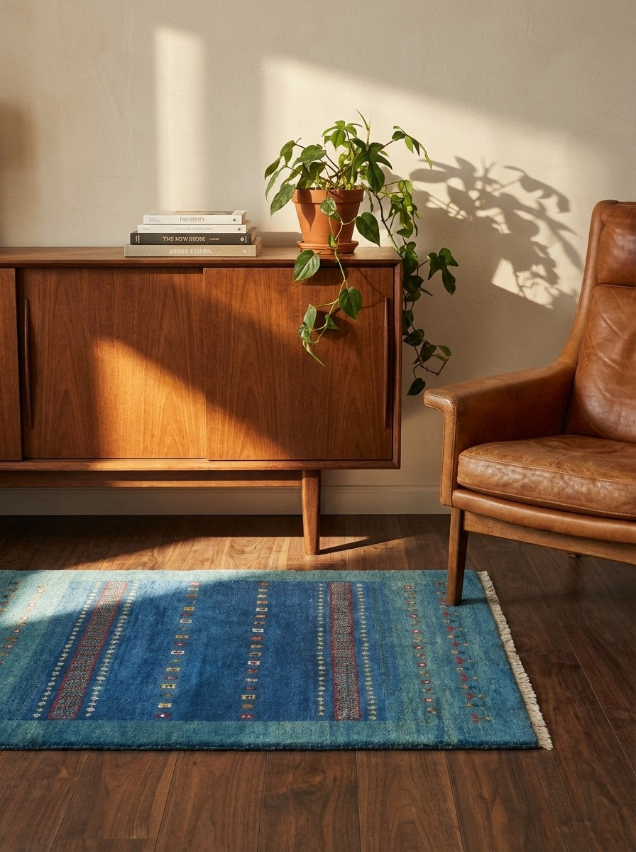 Gabbeh Sonnat · Handgeknüpft – Bunt, 151x107 cm, 100% Schurwolle | Rückseite