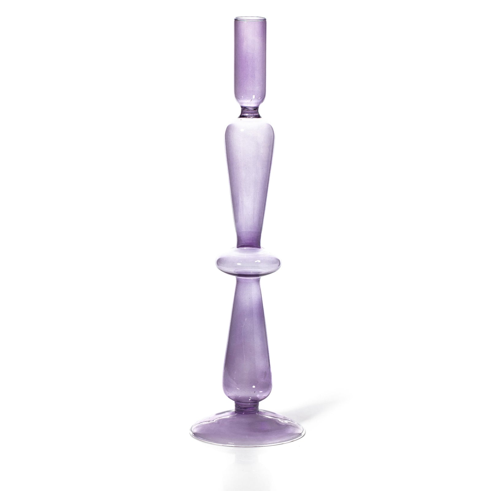 Taper Holder - Lilac coloured glass