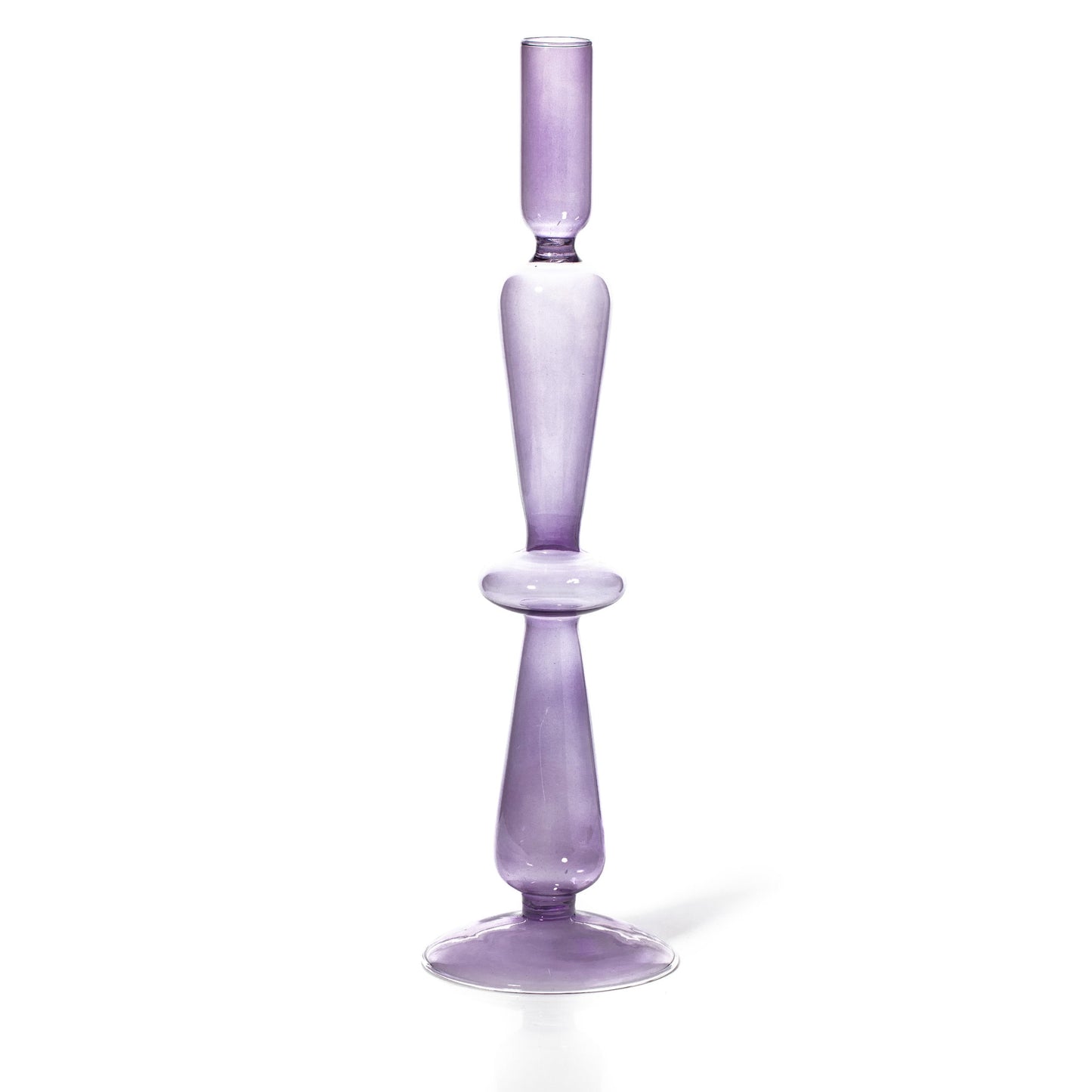 Taper Holder - Lilac coloured glass