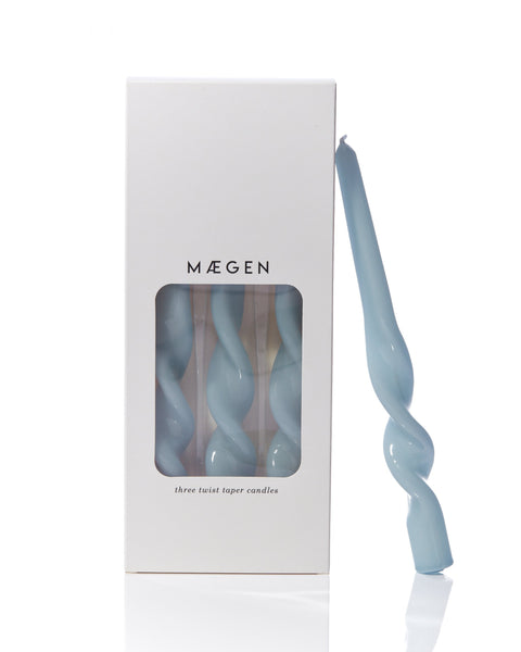 Twisted Taper Candle - Cornflower Blue 3 pack