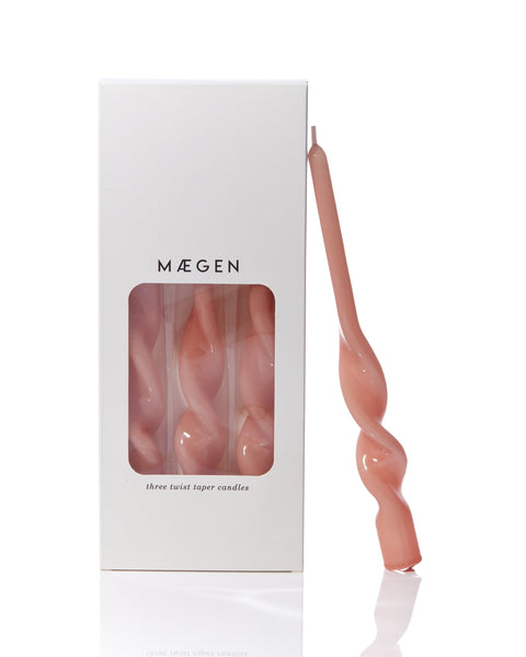 Twisted Taper Candle - Plaster Pink 3 pack