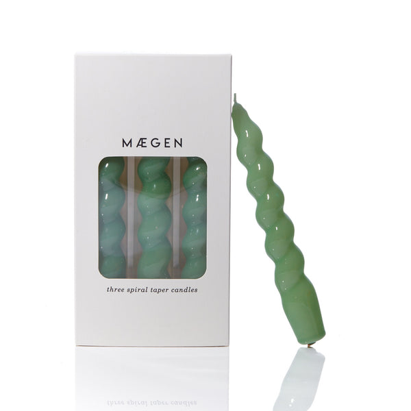 Maegen Spiral Taper Candle - Sage 3 pack