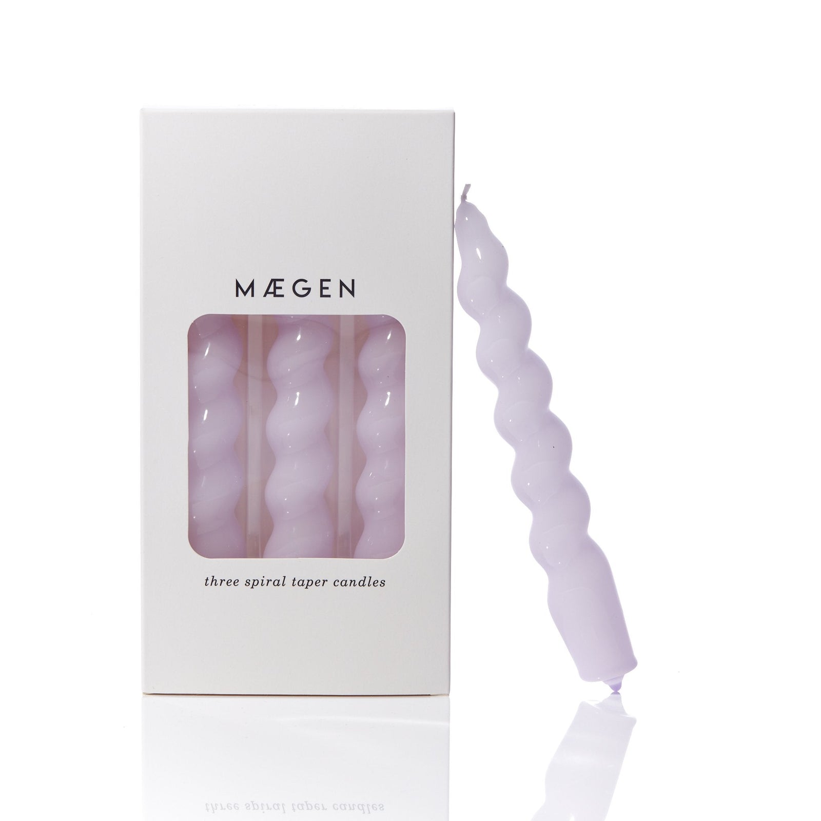 Maegen Spiral Taper Candle - Lilac 3 pack