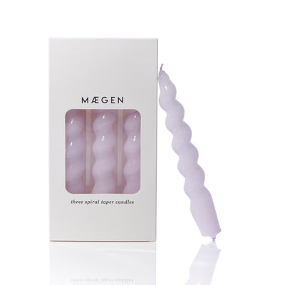 Maegen Spiral Taper Candle - Lilac 3 pack
