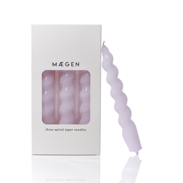 Maegen Spiral Taper Candle - Lilac 3 pack