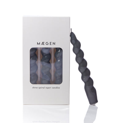 Maegen Spiral Taper Candle - Grey 3 pack