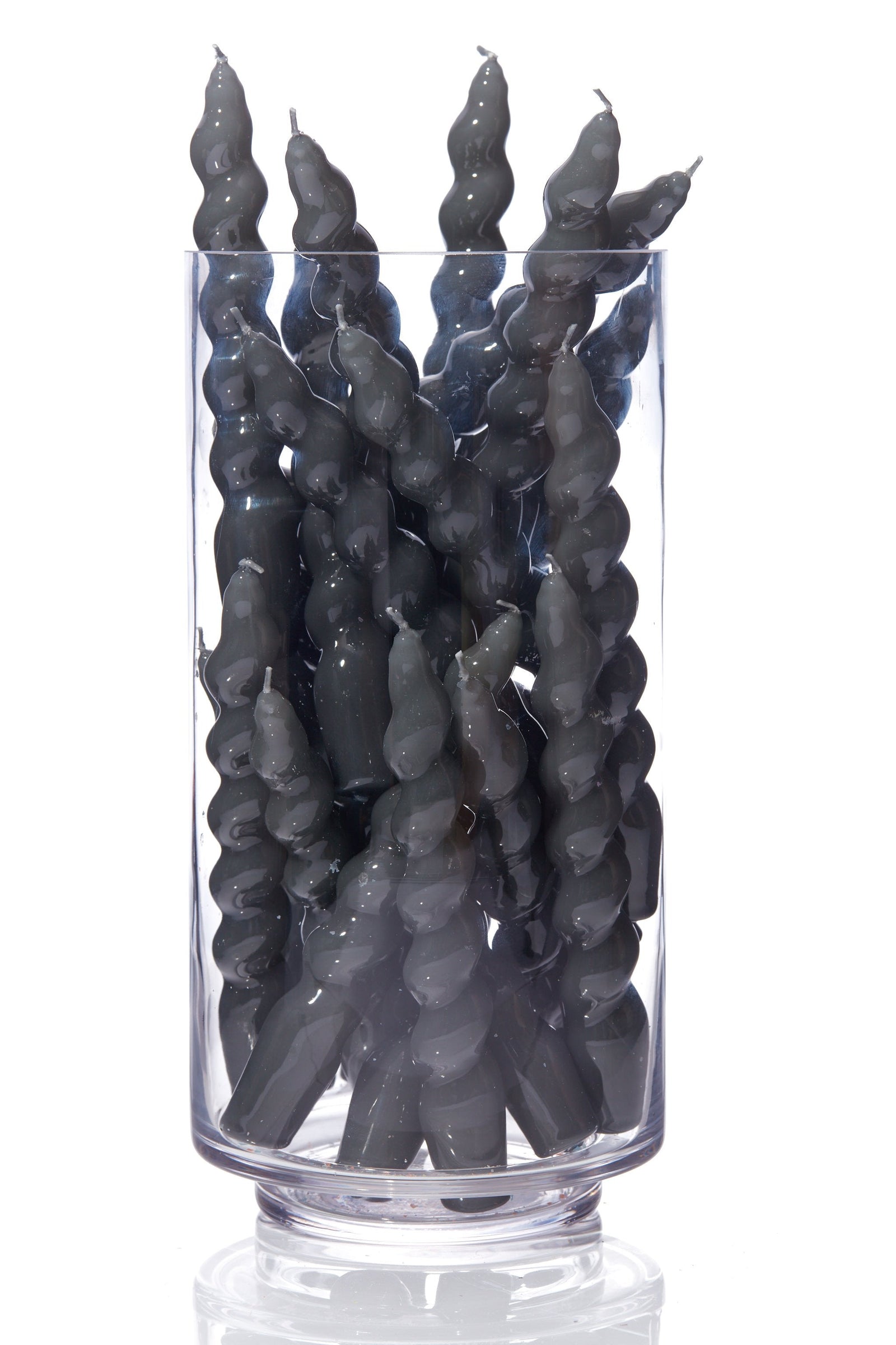 Maegen Spiral Taper Candle - Grey 3 pack