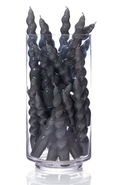 Maegen Spiral Taper Candle - Grey 3 pack