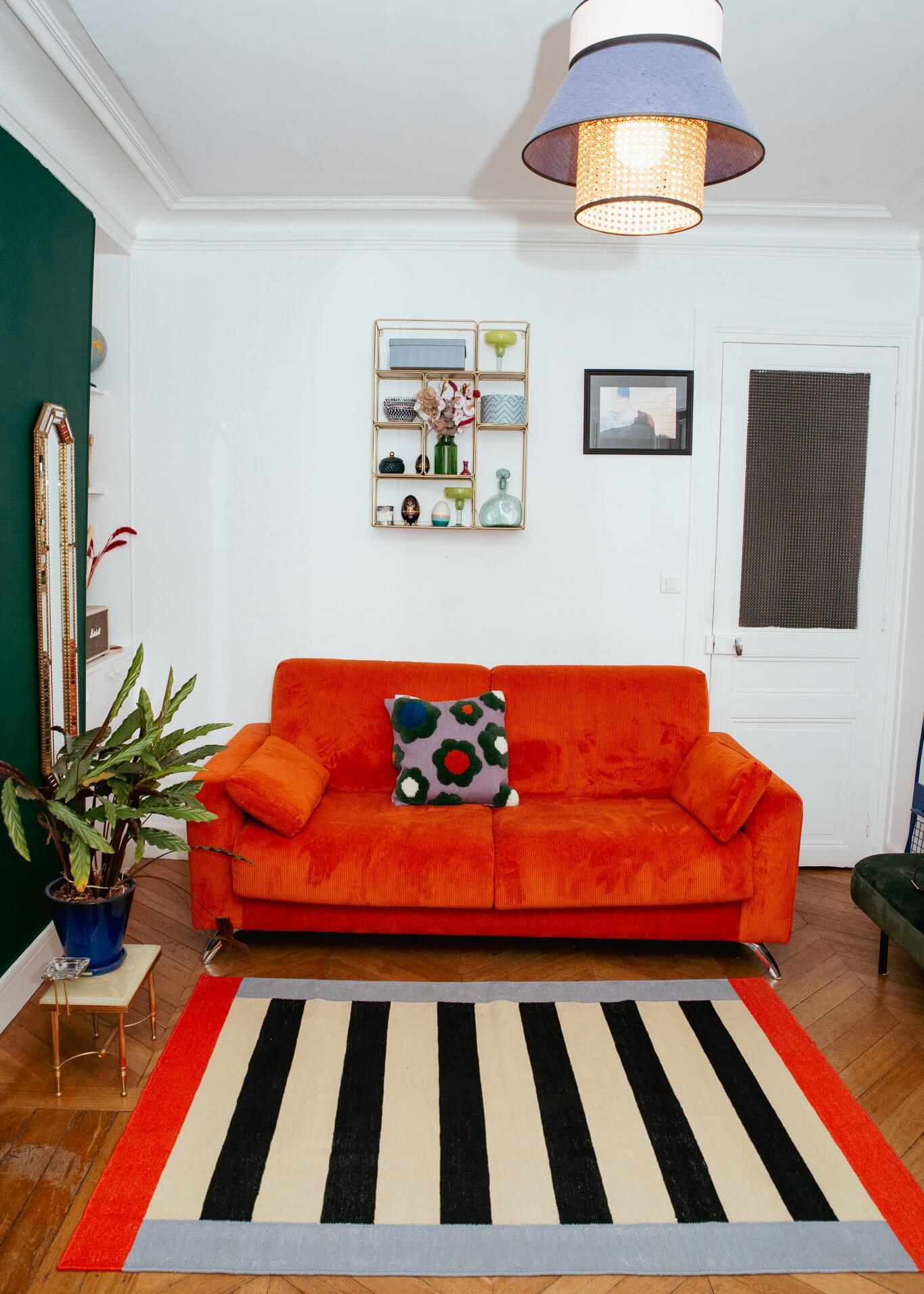 Tapis Laine Tissé à Plat Artisanal Red Symmetry déco