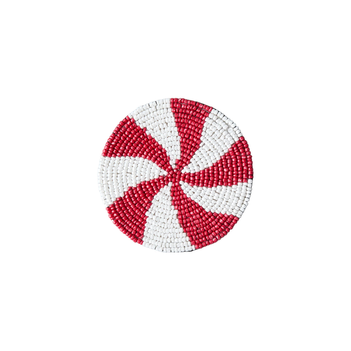 Handmade Beaded Christmas Coaster | Festive Red & White Decor by Payton James