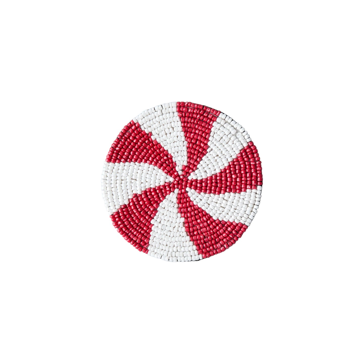 Handmade Beaded Christmas Coaster | Festive Red & White Decor by Payton James
