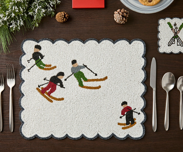 Winter Ski Resort Christmas Table Runner & Christmas placemats Set