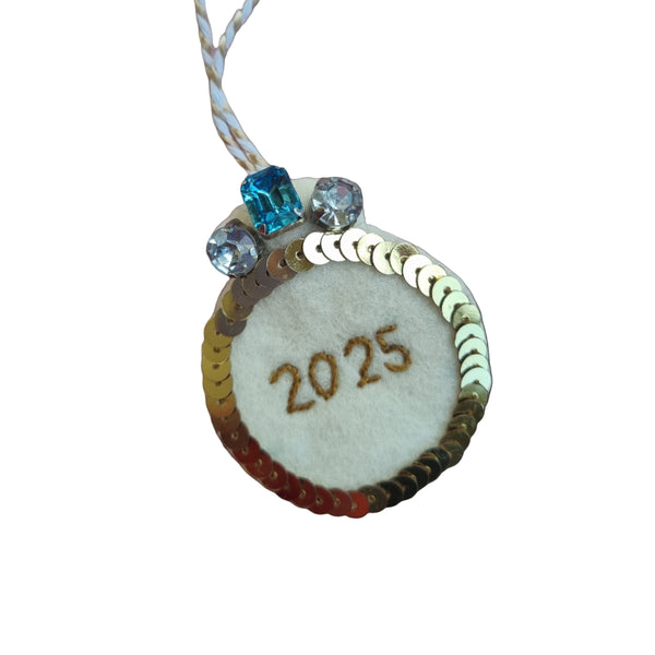Engagement Ring Ornament with 2025 embroidered in the centre