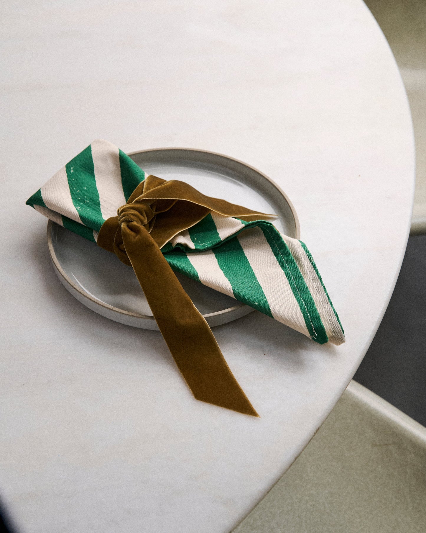 Christmas Green Stripe Napkins (Set Of Four)