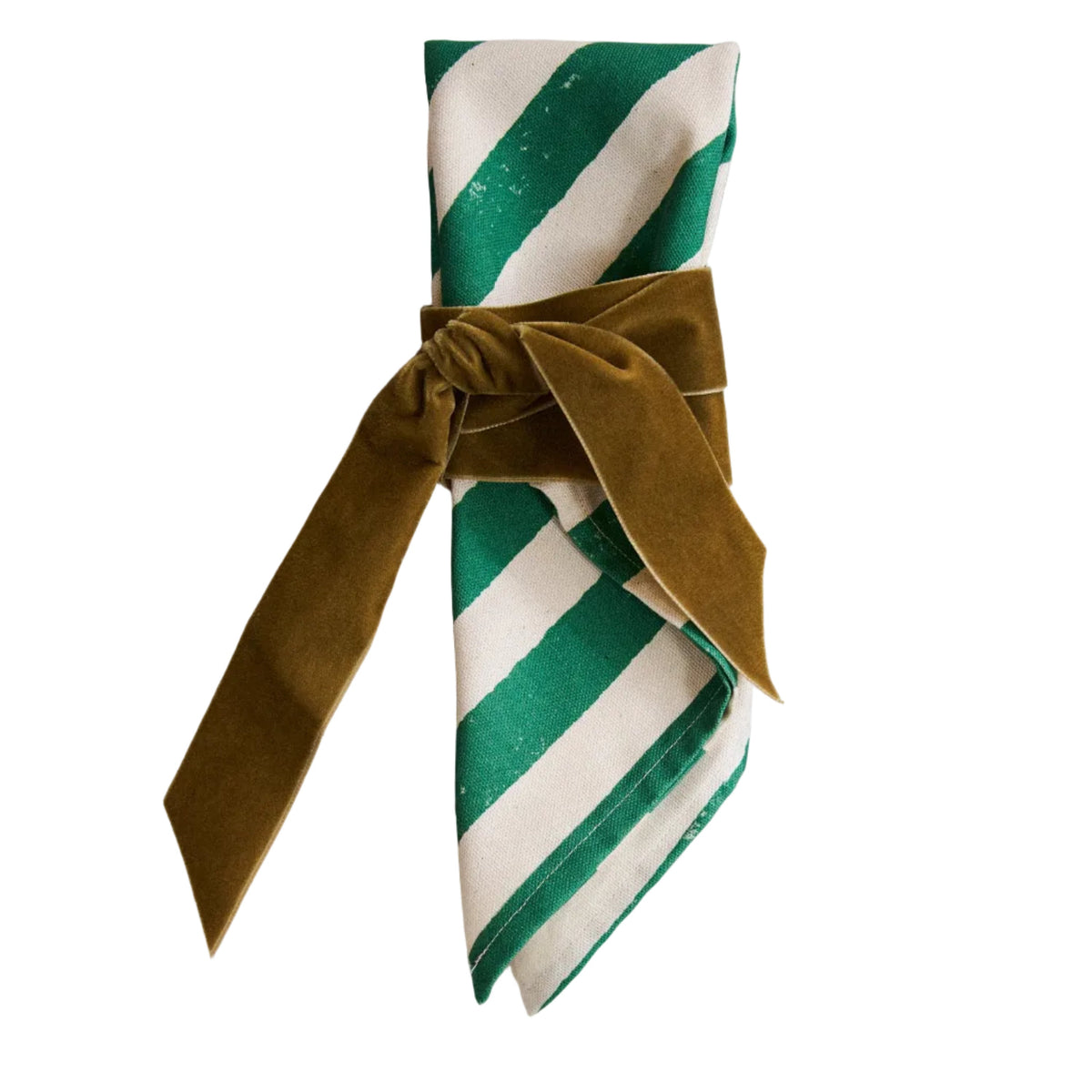 Christmas Green Stripe Napkins (Set Of Four)